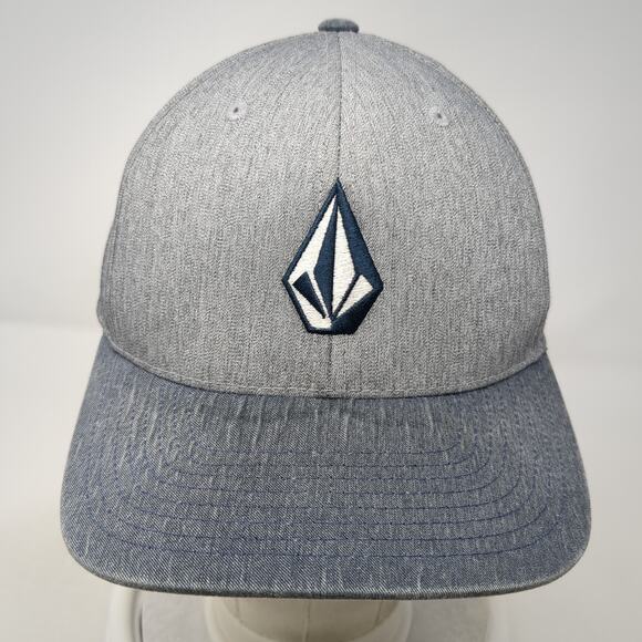 Volcom Fitted Baseball Hat Gray XL Embroidered Flexfit Vent Holes - Picture 2 of 10